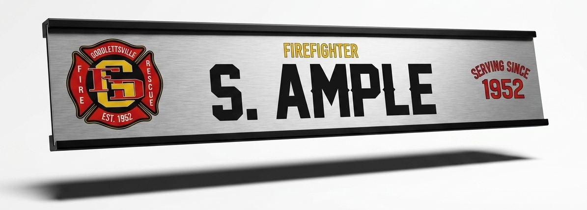 Custom Fire Department Aluminum Desk Nameplate